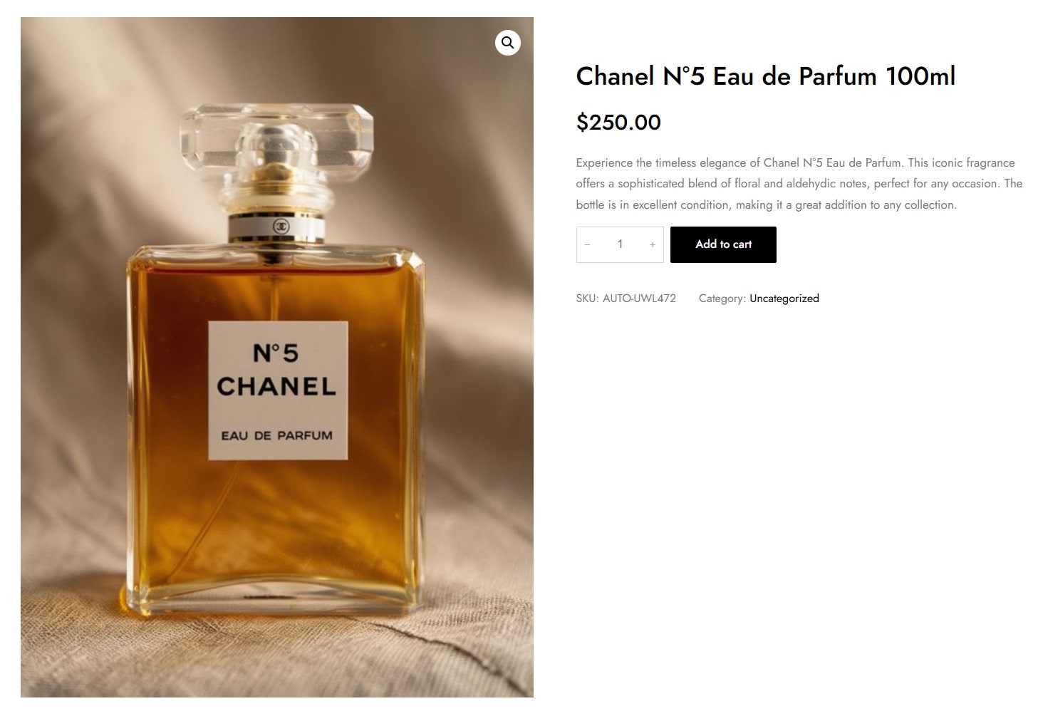 Reviewable online store listing draft using an AI-enhanced perfume hero image